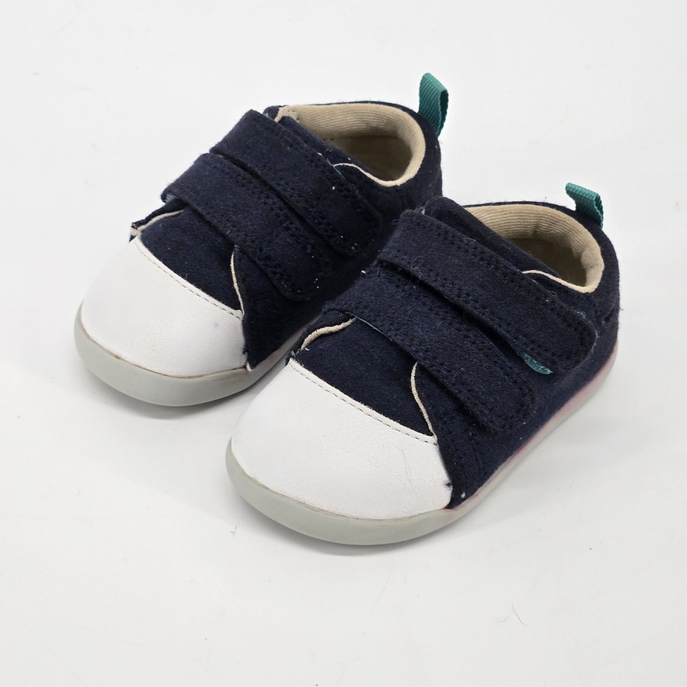 Ten Little First Walkers Navy Blue Canvas Wide Toe Box Zero Drop Shoes Sz 4.5